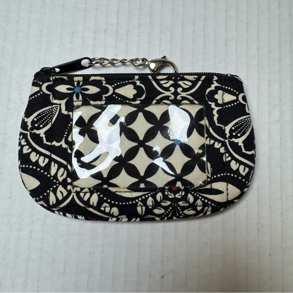 Vera Bradley Barcelona Pattern Zipper ID Key Ring Change Purse - Picture 2 of 6